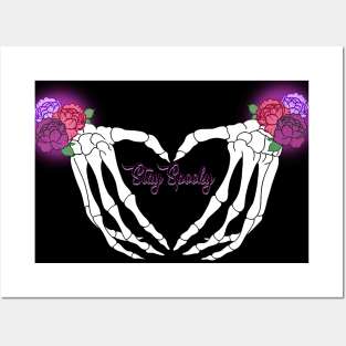 Stay Spooky Skeleton Hand Hearts - Pastel Goth - Mightbelucifer Posters and Art